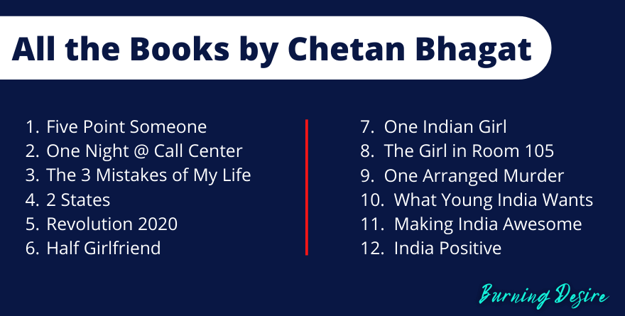 chetan bhagat books list